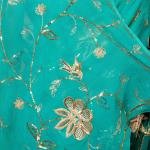 Teal Ombre Pure Chiffon Saree | All Over Aari Tari Zardozi & Cutt Work | Jaipurio Designer Collection